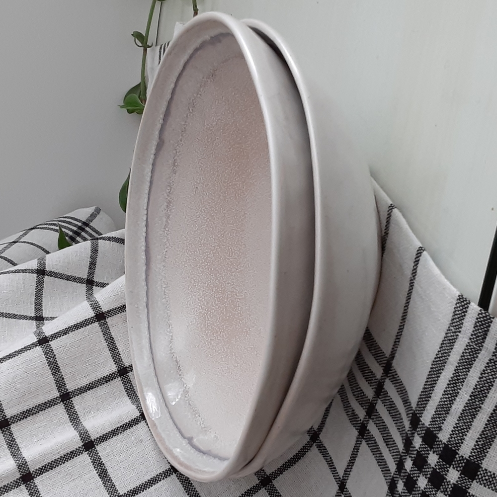 Pier 1 Stoneware 7" Bowls Cream White Lavender Handpainted